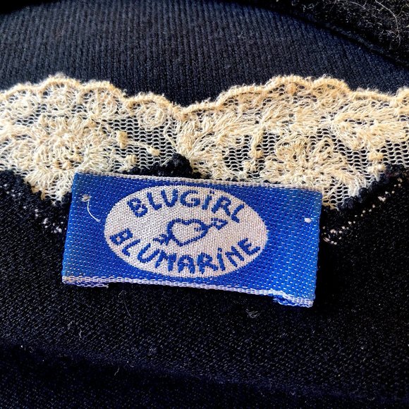 Blugirl Blumarine Black Cardigan Sweater Lace Trim Italian Designer Womens 6 - Picture 10 of 13